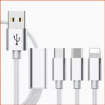 2米三合一數據線充電器適用華為vivo蘋果oppo安卓手機 (銀色)